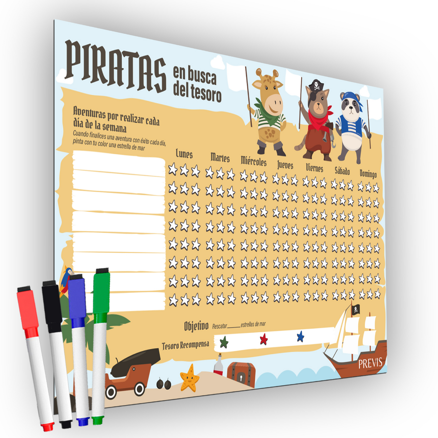 Tabla de Recompensas para Niños en Español A4 21x30cm - Pizarra para Aprender Magnética - Fomenta el Buen Comportamiento de los Niños