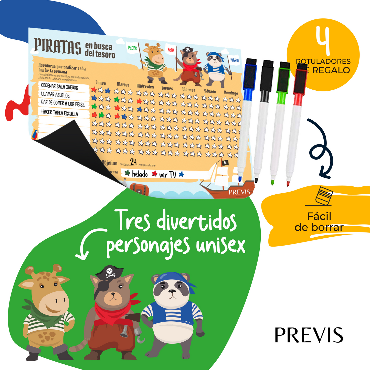 Tabla de Recompensas para Niños en Español A4 21x30cm - Pizarra para Aprender Magnética - Fomenta el Buen Comportamiento de los Niños