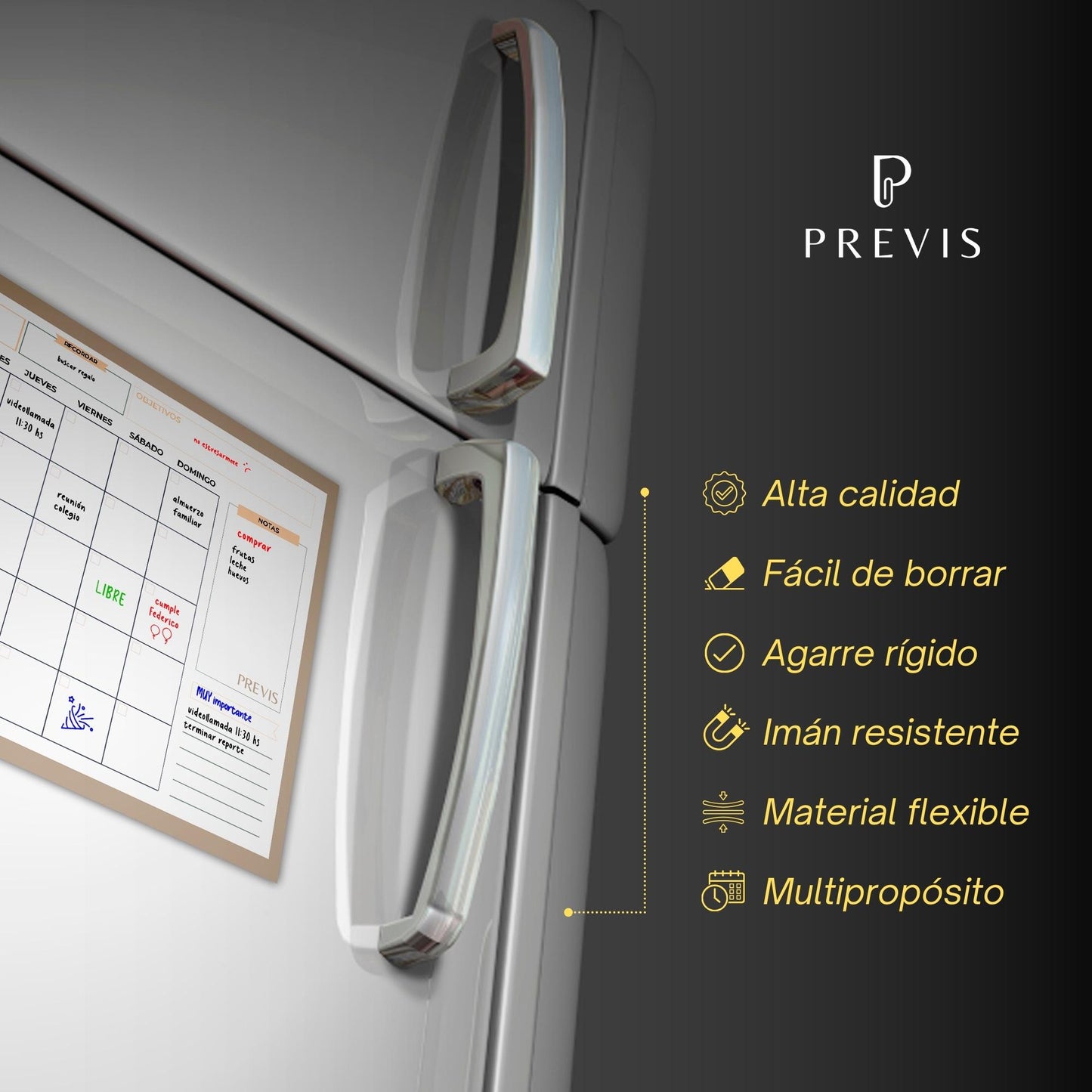 Calendario Magnético Mensual para Nevera A4 (21x29cm) - Organizador Mensual con 4 Rotuladores - Calendario Imán - Pizarra Nevera - Planificador Rutinas, Trabajo, Comidas.
