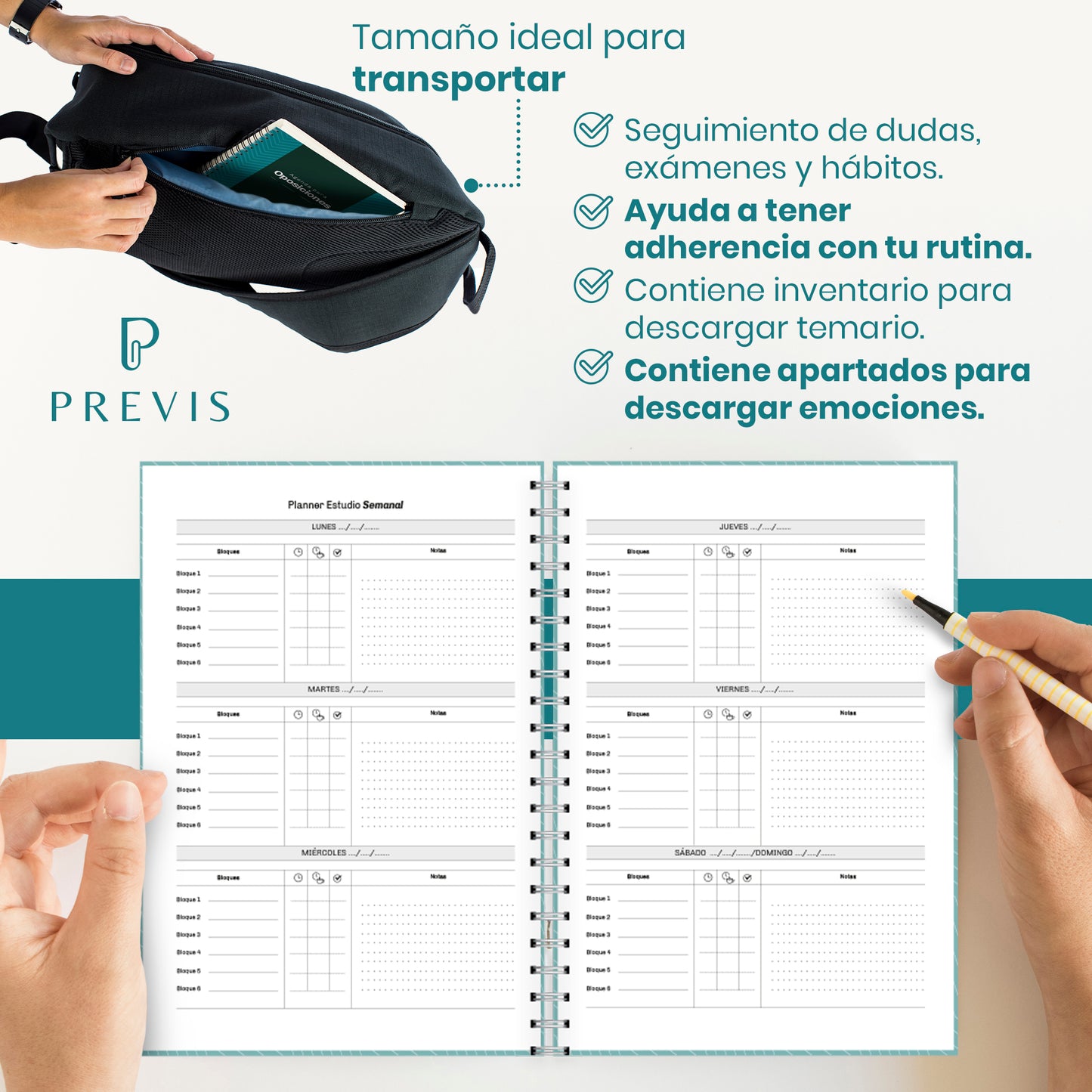 Agenda Oposiciones A5 para Estudio Optimizado - Organizador Oposiciones - Agenda Opositor