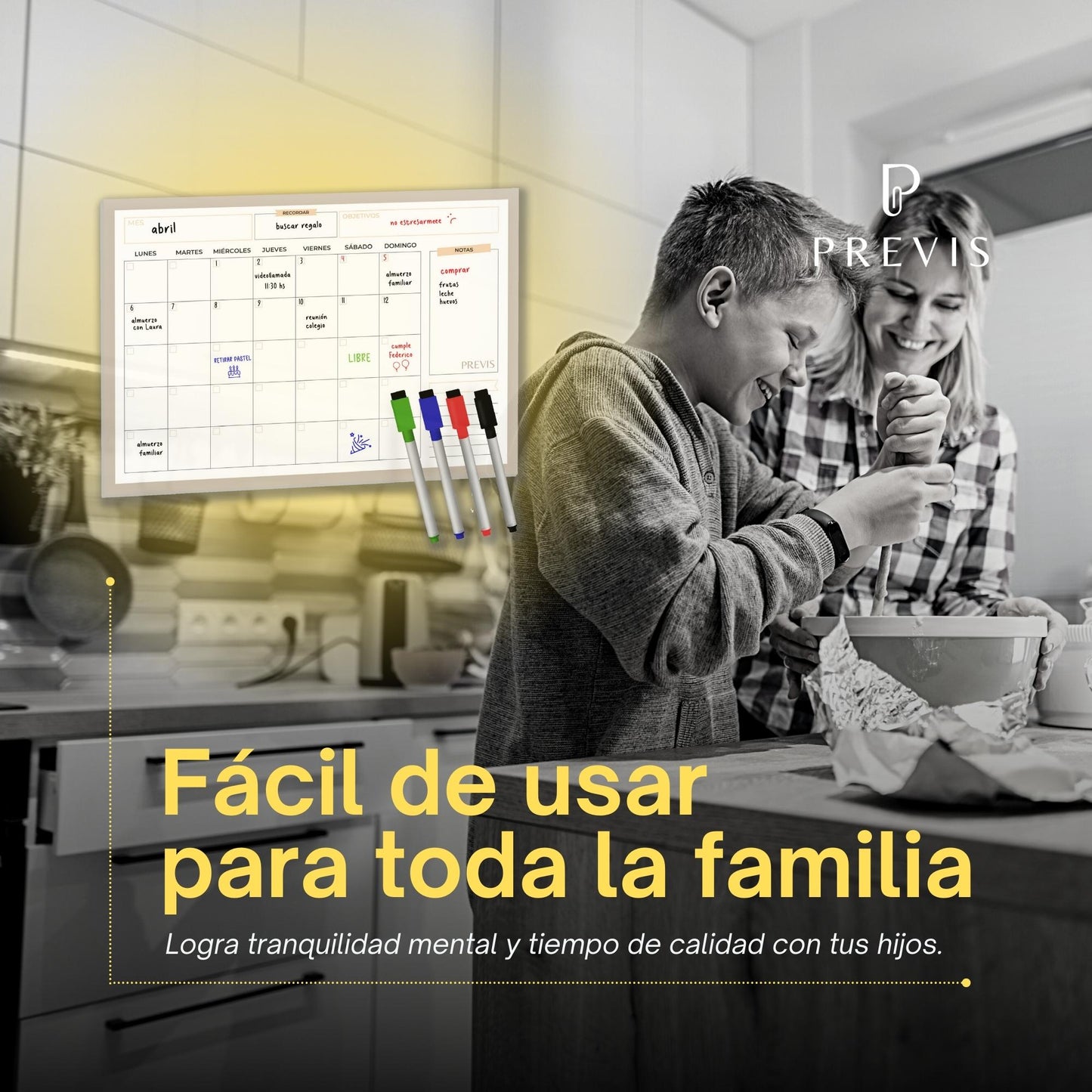 Calendario Magnético Mensual para Nevera A4 (21x29cm) - Organizador Mensual con 4 Rotuladores - Calendario Imán - Pizarra Nevera - Planificador Rutinas, Trabajo, Comidas.