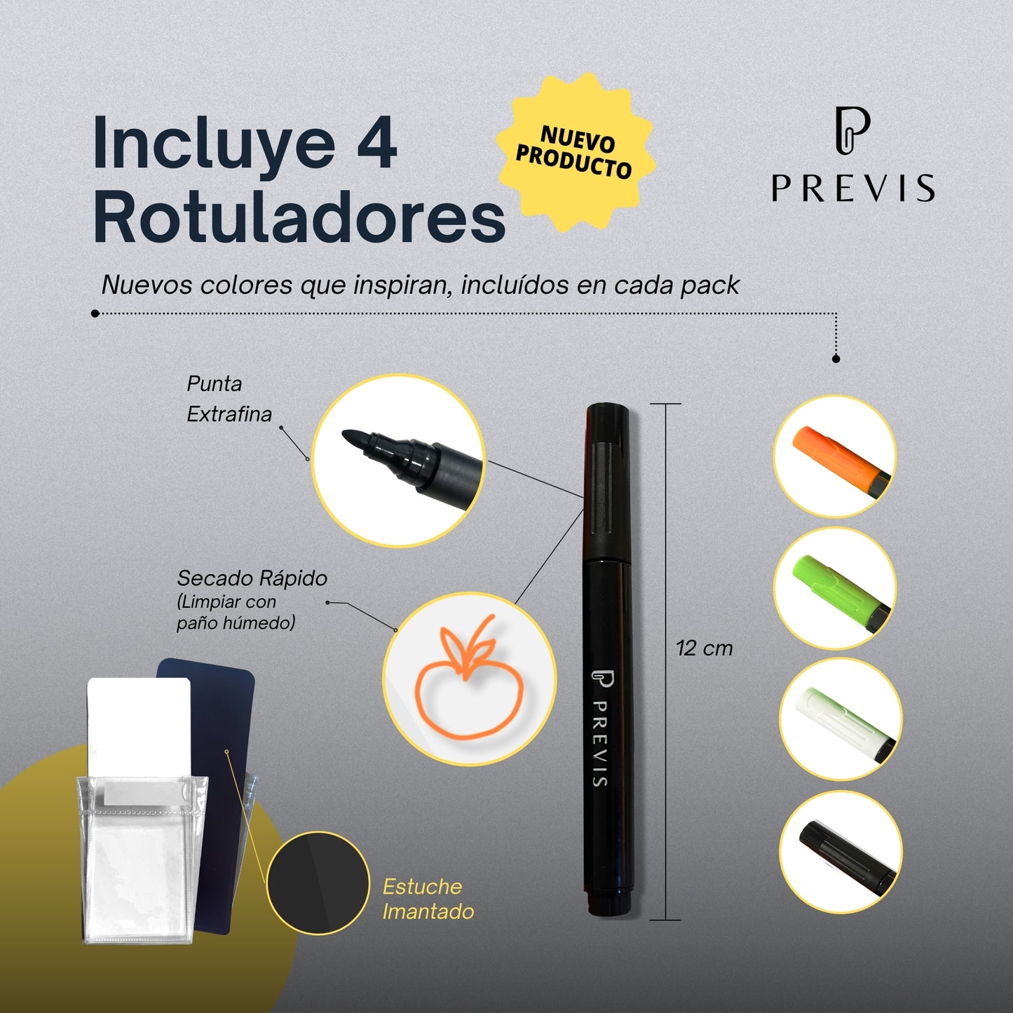 PREVIS Pizarra Magnetica Nevera Transparente A4 Con 4 Rotuladores Premium- Pizarra Nevera de Metacrilato Perfecta para Cocina, Tareas, Apuntes, Menu y Calendario