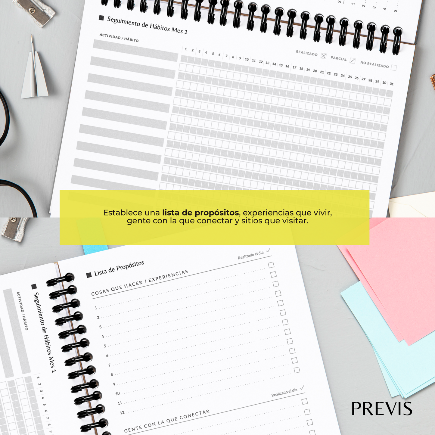 Agenda Productiva - Productividad y Organizadora Diaria, Semanal y Mensual con Objetivos, Propósitos y Retos