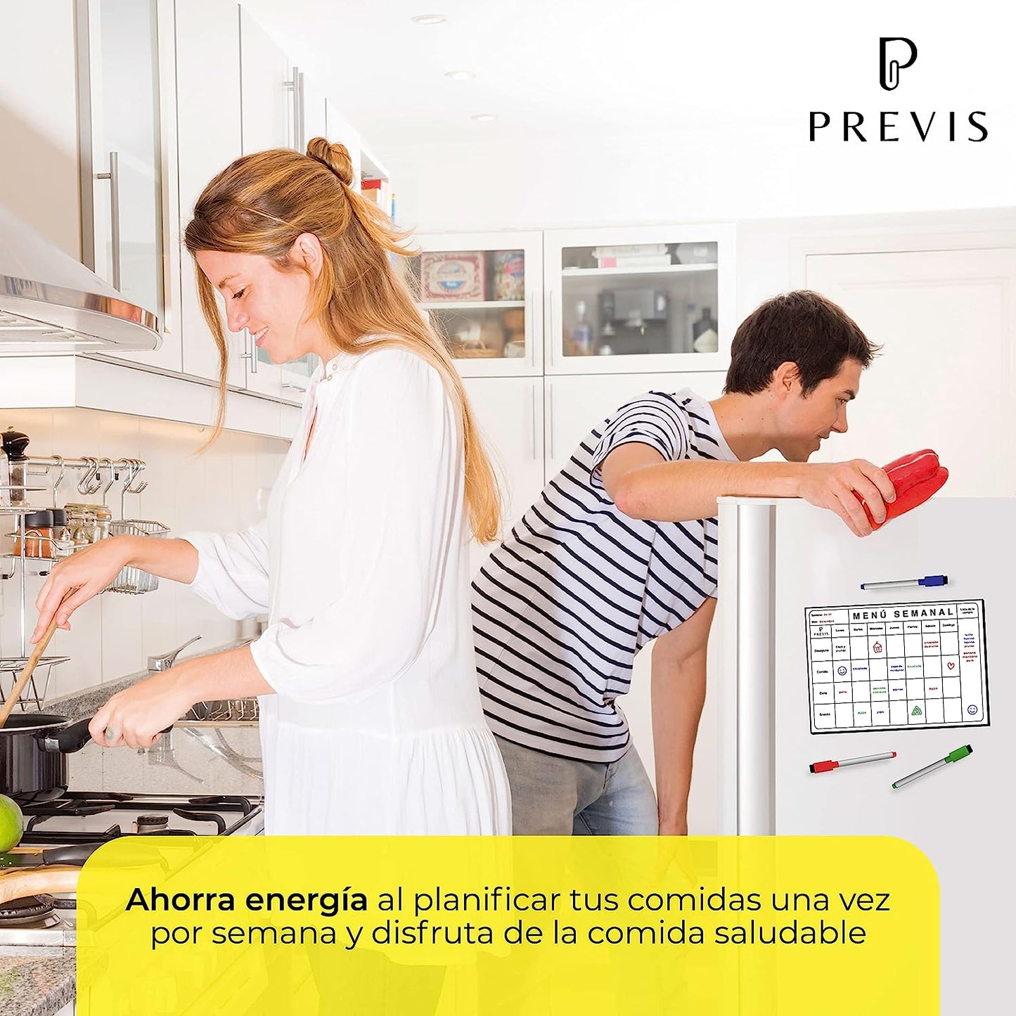 Menú Semanal Magnético A4 - Pizarra Cocina Magnetica Nevera - Calendario Semanal Nevera Iman