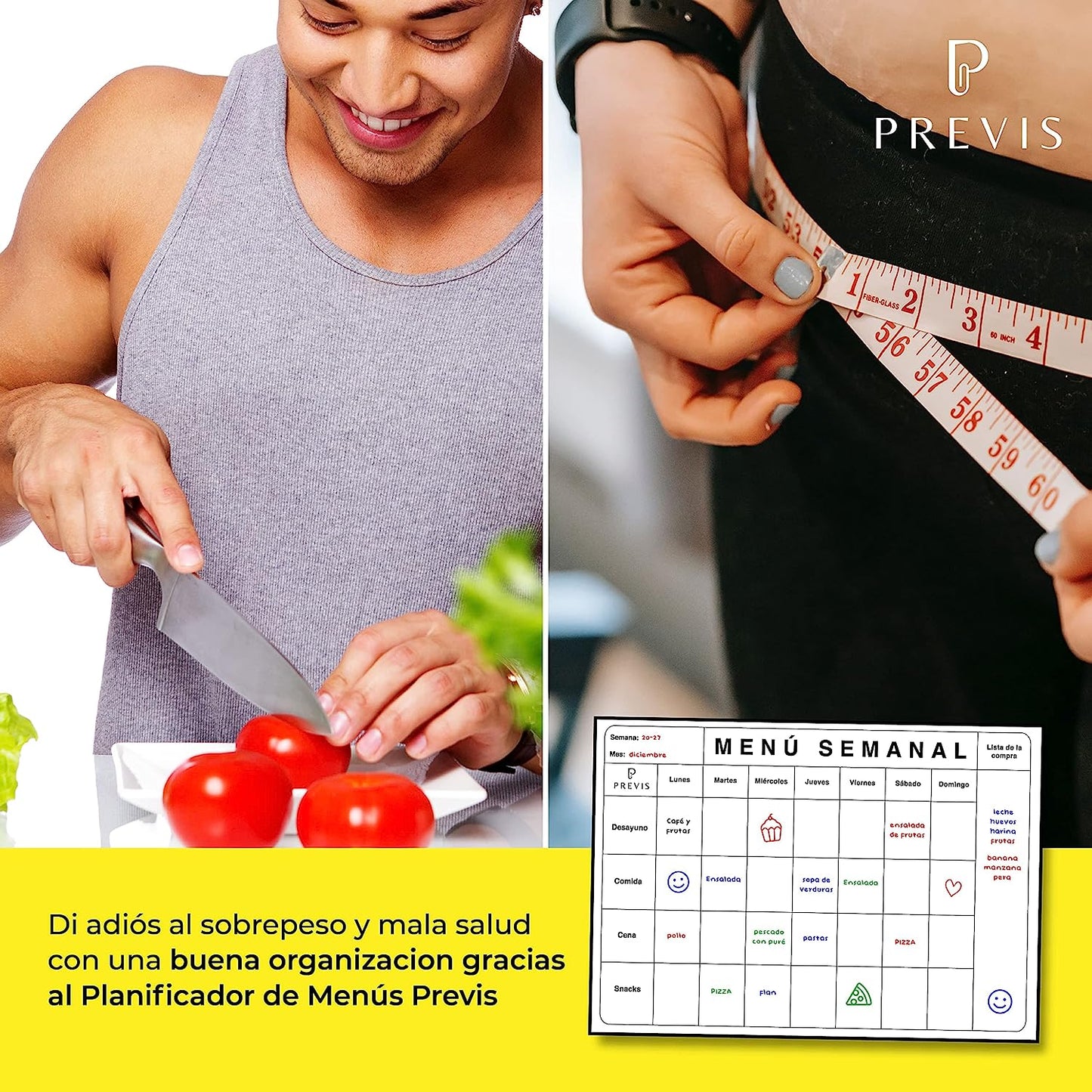 Menú Semanal Magnético A4 - Pizarra Cocina Magnetica Nevera - Calendario Semanal Nevera Iman