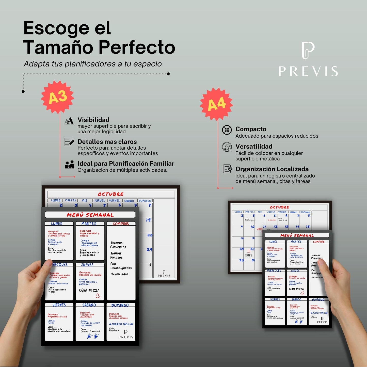 Calendrier magnétique mensuel A4 combiné + planificateur hebdomadaire magnétique pour réfrigérateur