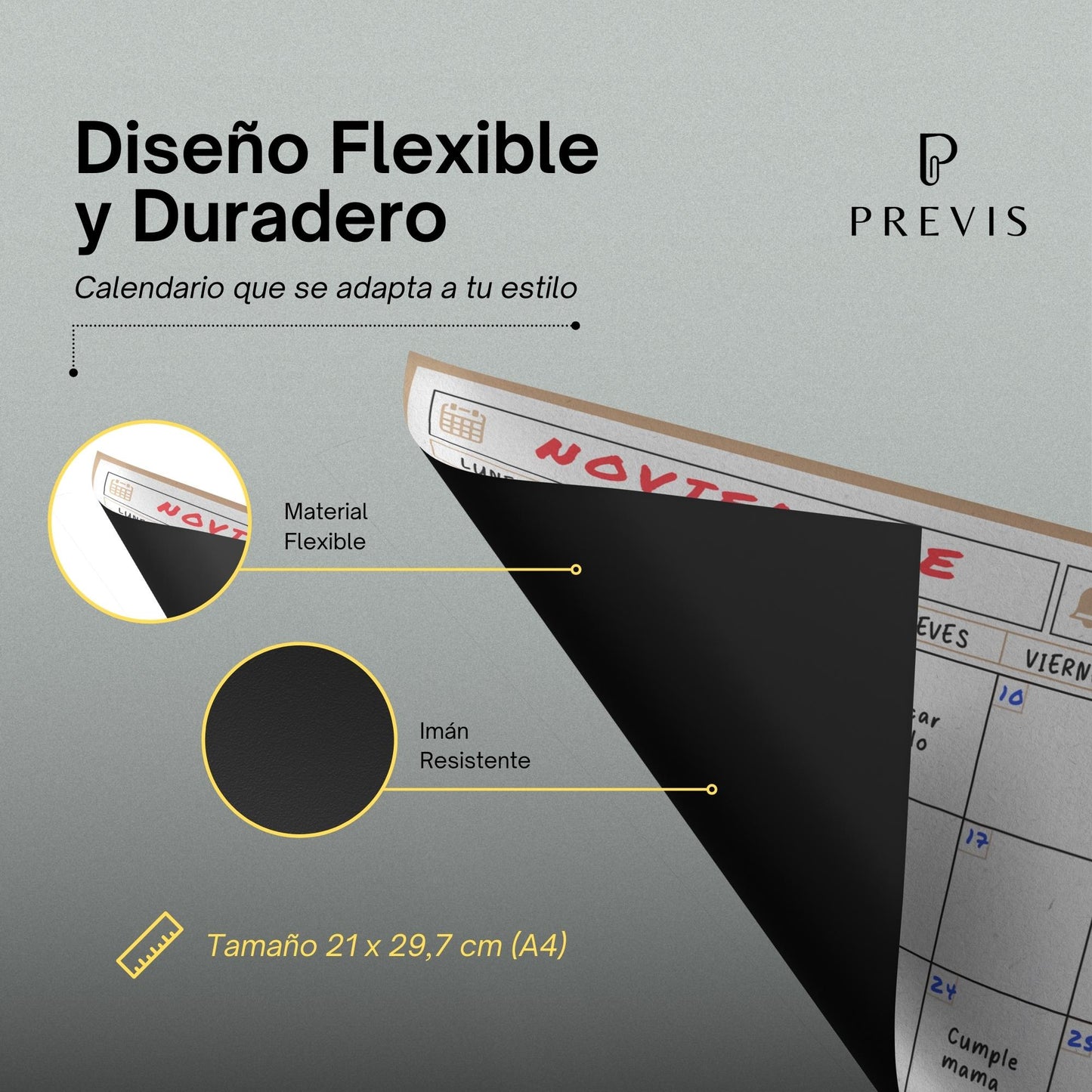 Calendario Magnetico Nevera A4 con Rotuladores Premium - Planificador Mensual Magentico para Organizar Mes, Familia, Citas y Eventos