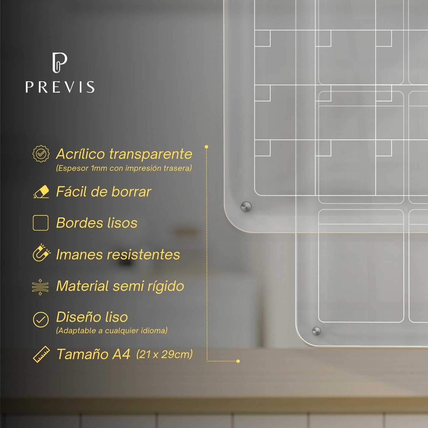 Kit de 2 Tableau Magnétique Réfrigérateur Acrylique Transparent A4 (21X29,7CM) (Hebdomadaire + Mensuel) + 4 Marqueurs - Pour Réfrigérateurs Foncés