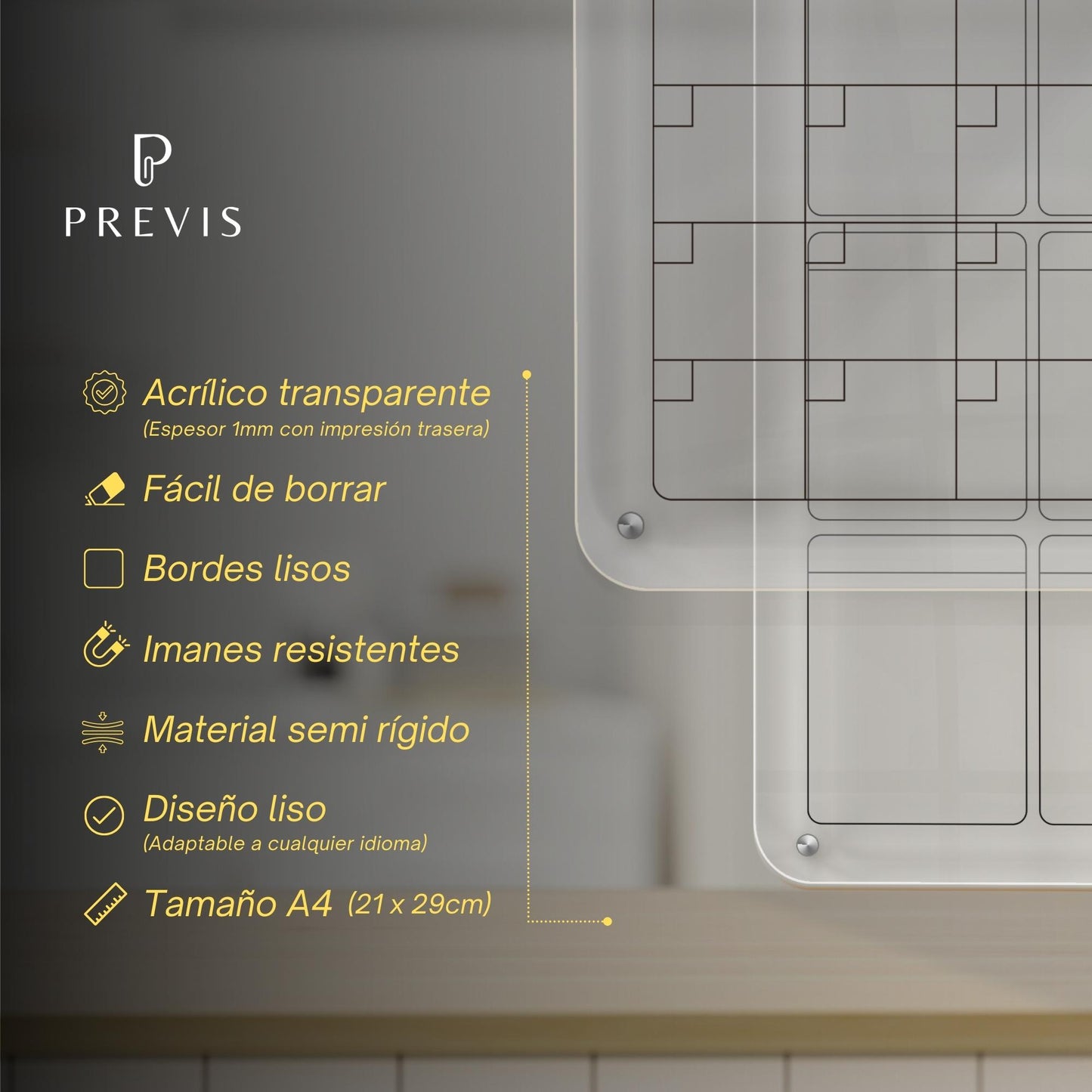 Kit de 2 Pizarra Magnetica Nevera Transparente Acrilica A4 (21X29,7CM) (Semanal + Mensual) + 4 Rotuladores - Neveras Blancas