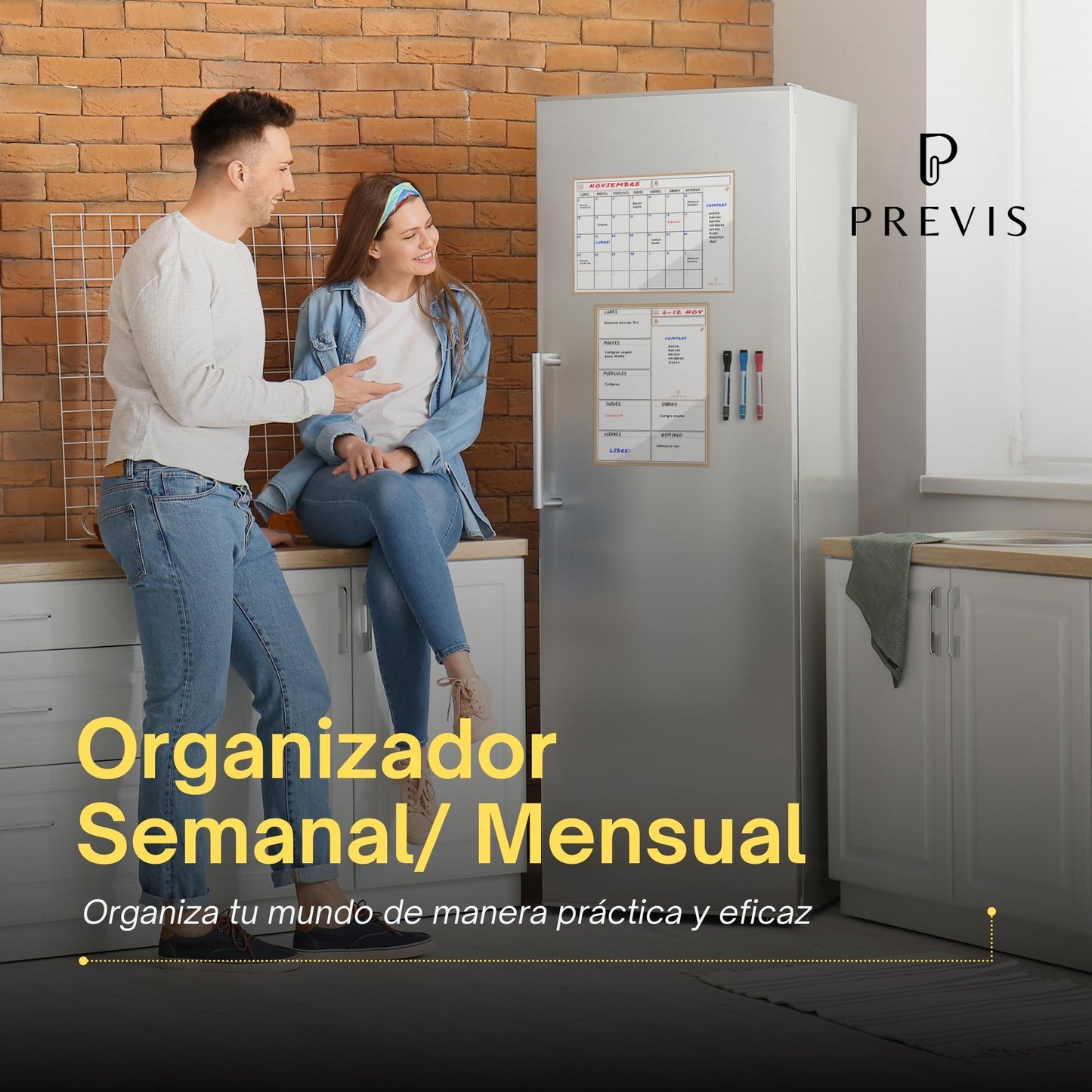 Pack Calendario Magnético Mensual A4 + Planificador Semanal Magnético A4 para Nevera - Organizador - Planificador Jornada, Menú, Compra, Rutina, Estudios, Tareas, Trabajo.