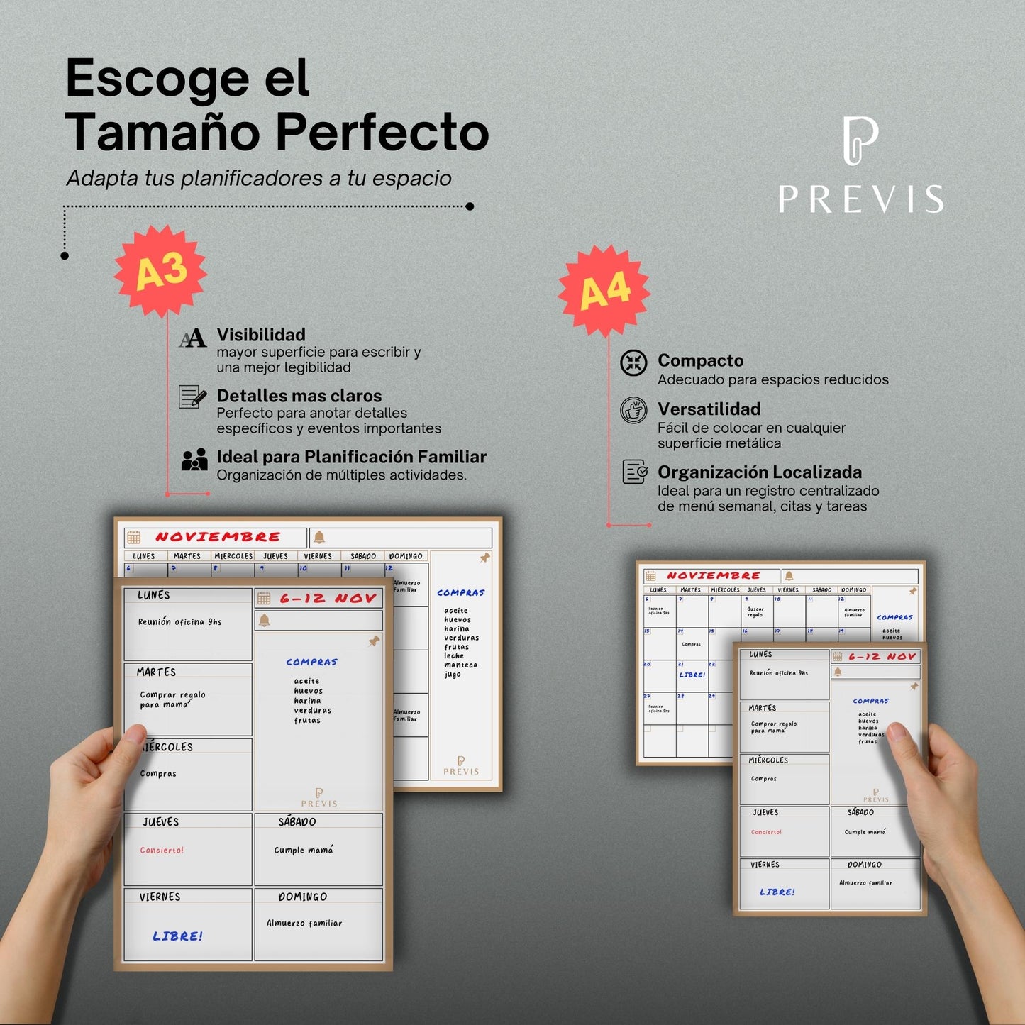 Pack Calendario Magnético Mensual A4 + Planificador Semanal Magnético A4 para Nevera - Organizador - Planificador Jornada, Menú, Compra, Rutina, Estudios, Tareas, Trabajo.