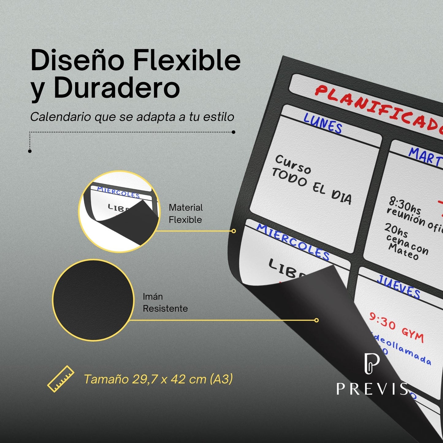 Pizarra Semanal Magnética para Nevera A4 21X29CM + 4 Rotuladores