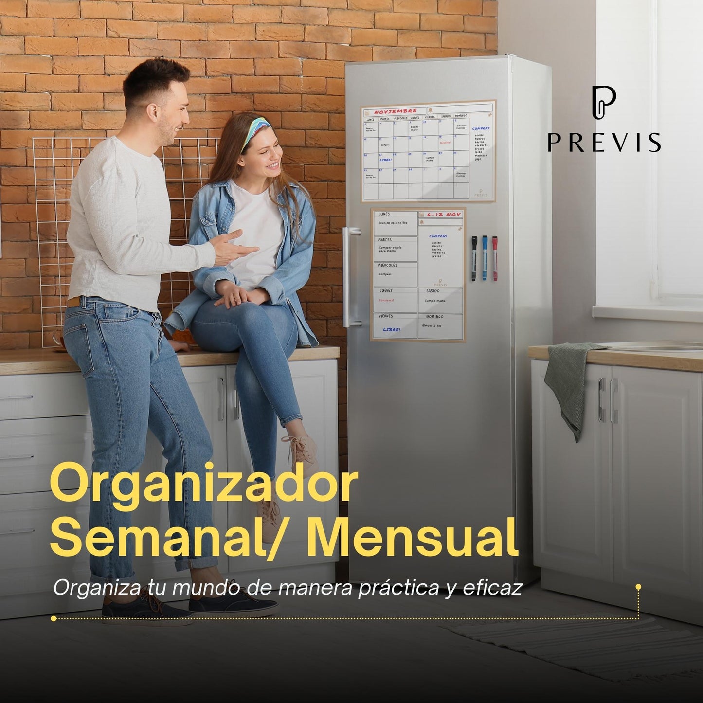 Pack Calendario Magnético Mensual + Planificador Semanal Magnético para Nevera y Escritorio A3 (30x40CM) - Organizadores con Imán