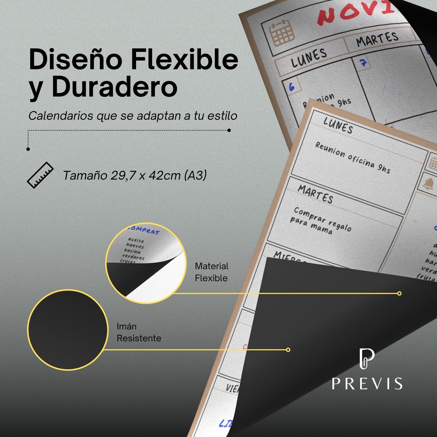 Pack Calendario Magnético Mensual + Planificador Semanal Magnético para Nevera y Escritorio A3 (30x40CM) - Organizadores con Imán