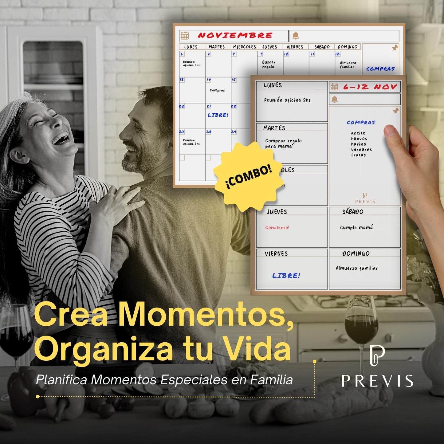 Pack Calendario Magnético Mensual + Planificador Semanal Magnético para Nevera y Escritorio A3 (30x40CM) - Organizadores con Imán