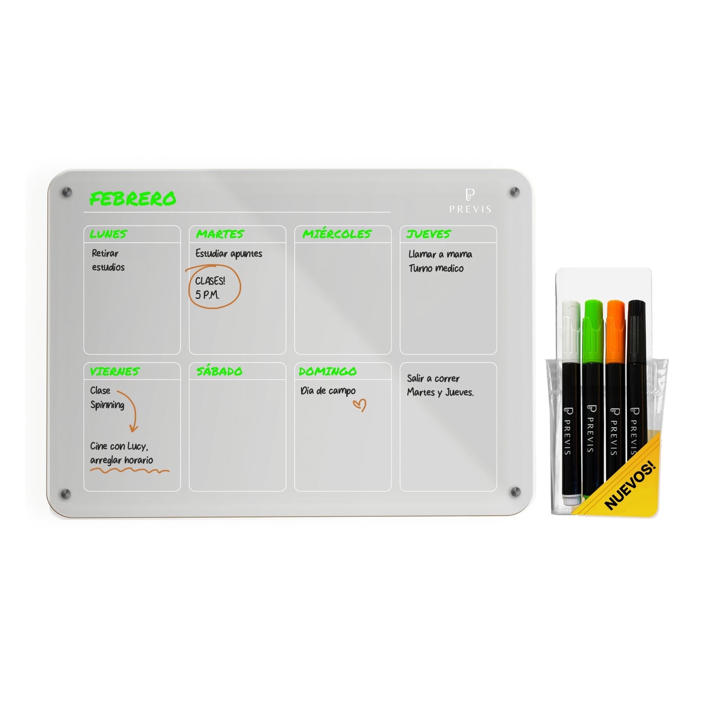 Pizarra Magnetica Nevera Transparente Semanal A4 con 4 Rotuladores Punta Extra Fina - Pizarra Acrílica Nevera Organizador Semana - Planifica y Decora tu Frigorifico con Estilo