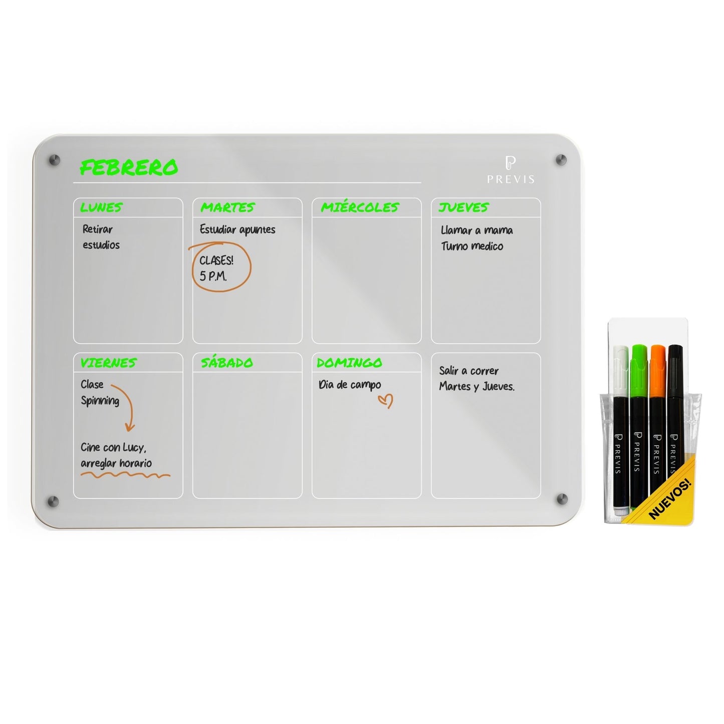 Pizarra Magnetica Nevera Transparente Semana A3 con 4 Rotuladores Punta Extrafina - Pizarra Acrílica Nevera Organizador Semana - Planifica y Decora tu Frigorifico con Estilo