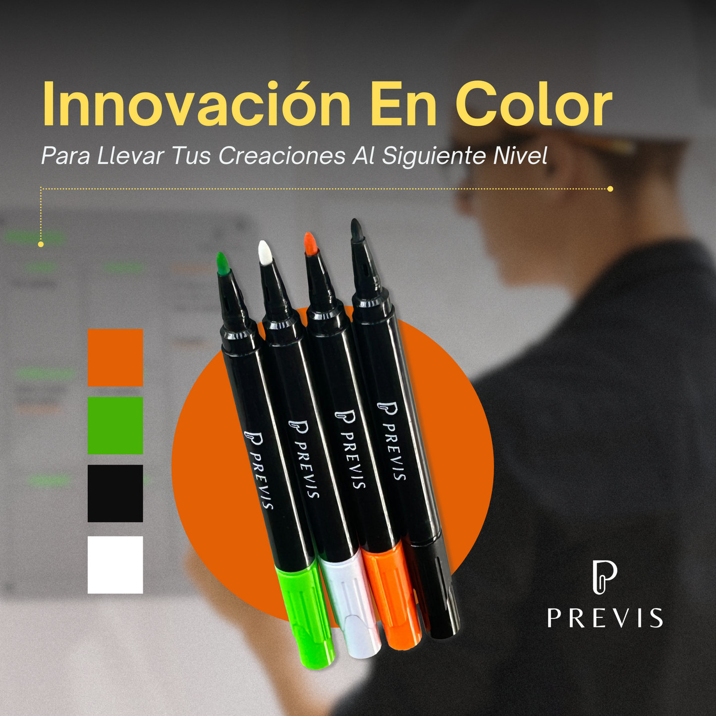 PREVIS 4 Rotuladores Pizarra Magnetica y Acrílica Punta Extra Fina con soporte de Imán para Nevera - Rotulador para Metacrilato Borrable - Ideal para Pizarras Acrílicas de Nevera