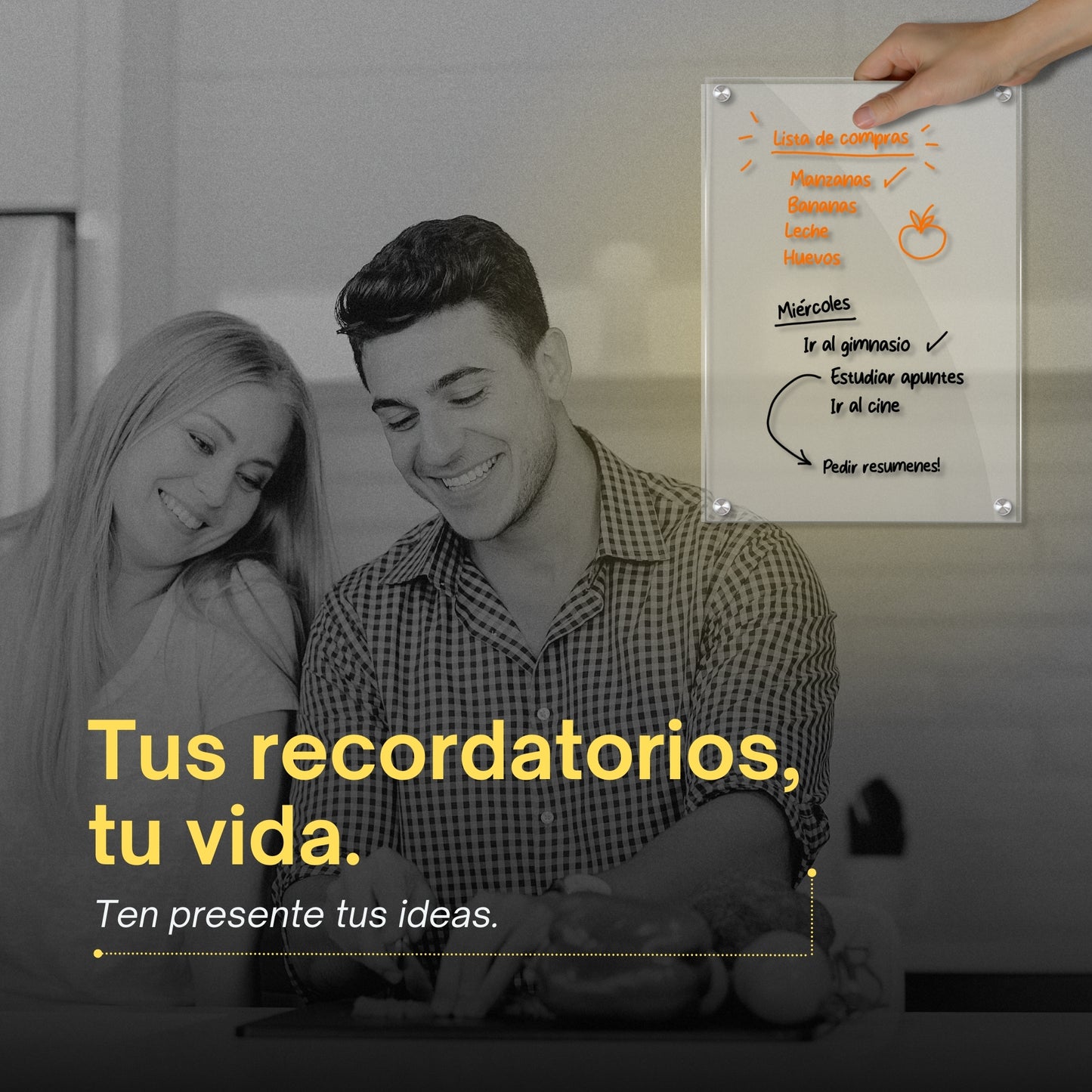 PREVIS Pizarra Magnetica Nevera Transparente A5 Con 4 Rotuladores Premium- Pizarra Nevera de Metacrilato Perfecta para Cocina, Tareas, Apuntes, Menu y Calendario