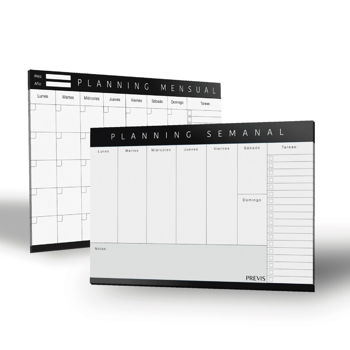 Combo Planificador Semanal + Planificador Mensual A4 - Organizador de Escritorio - Ideal Para Oposiciones, Estudios, Trabajo.