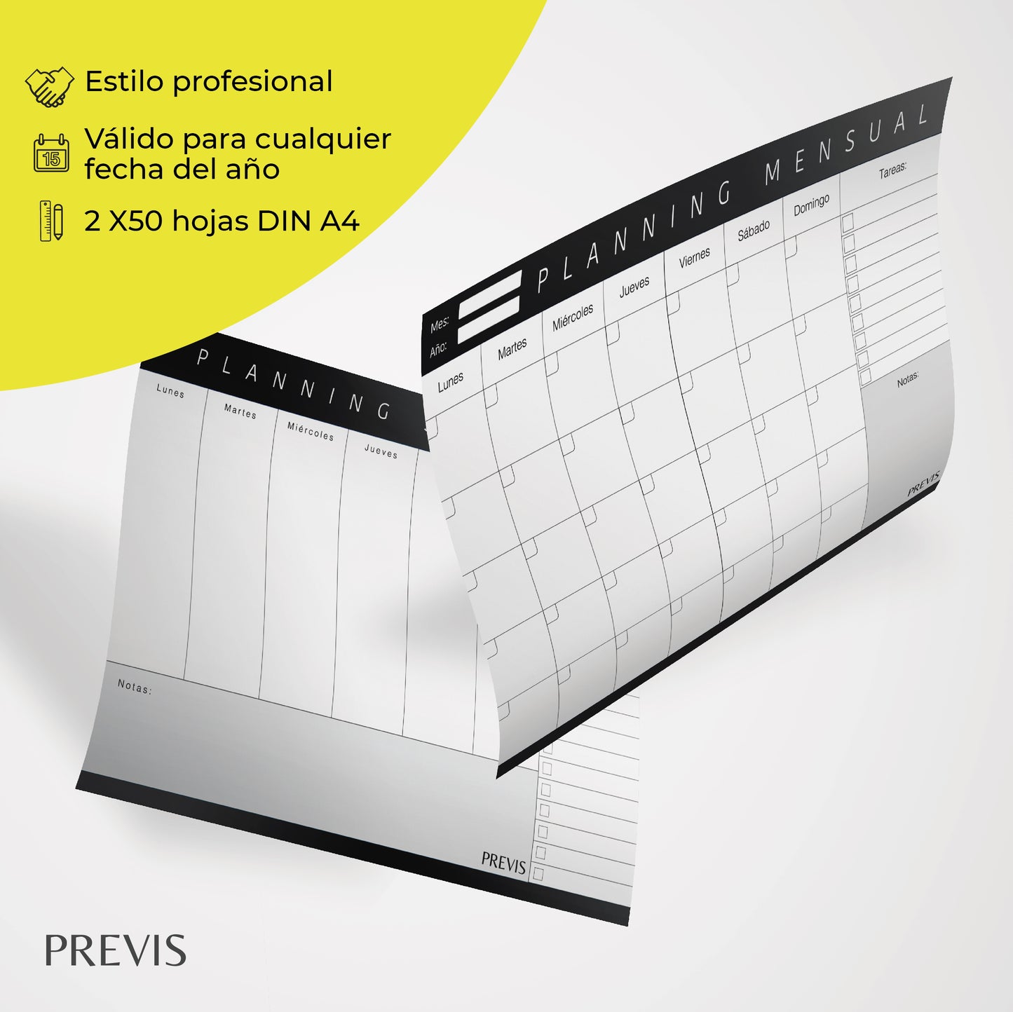 Combo Planificador Semanal + Planificador Mensual A4 - Organizador de Escritorio - Ideal Para Oposiciones, Estudios, Trabajo.
