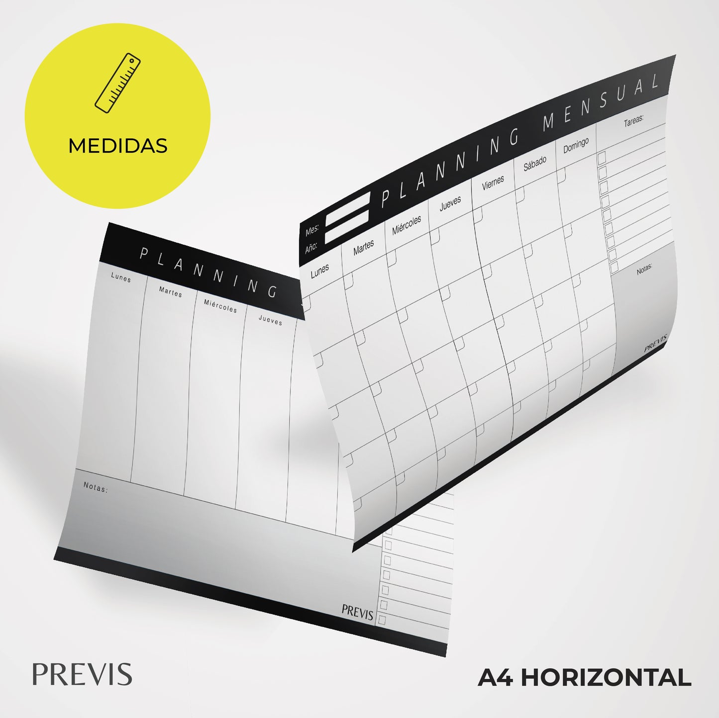 Combo Planificador Semanal + Planificador Mensual A4 - Organizador de Escritorio - Ideal Para Oposiciones, Estudios, Trabajo.