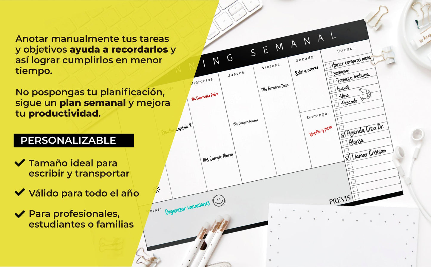 Agenda settimanale A3 orizzontale