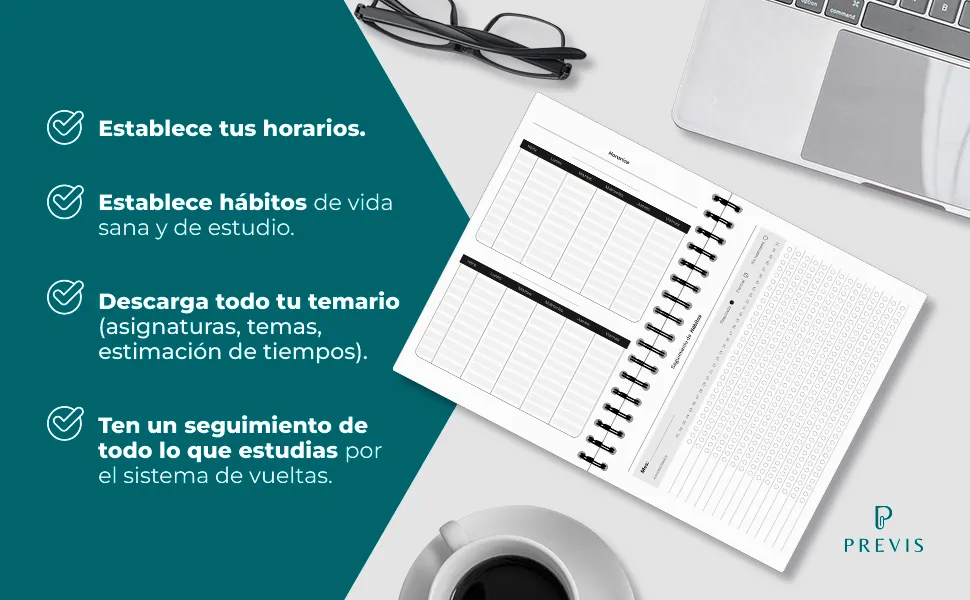 Agenda para opositores A5: planificador de estudio: detalle de uso 5