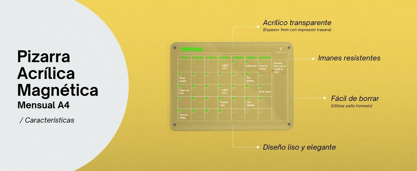 Calendario acrílico transparente magnético para nevera: detalle de uso 3