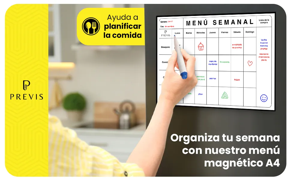Menú semanal magnético para nevera: detalle de uso 2