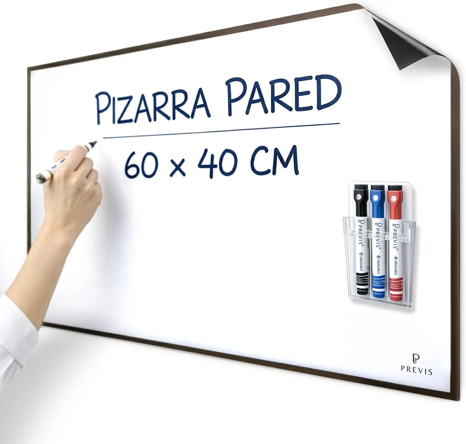Pizarra blanca adhesiva magnética para pared — A2 · 60×40 cm