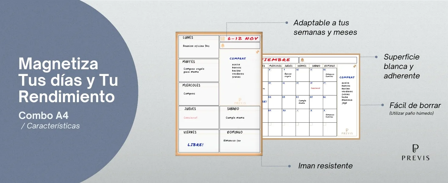 Pack calendario mensual + planificador semanal magnético: detalle de uso 5