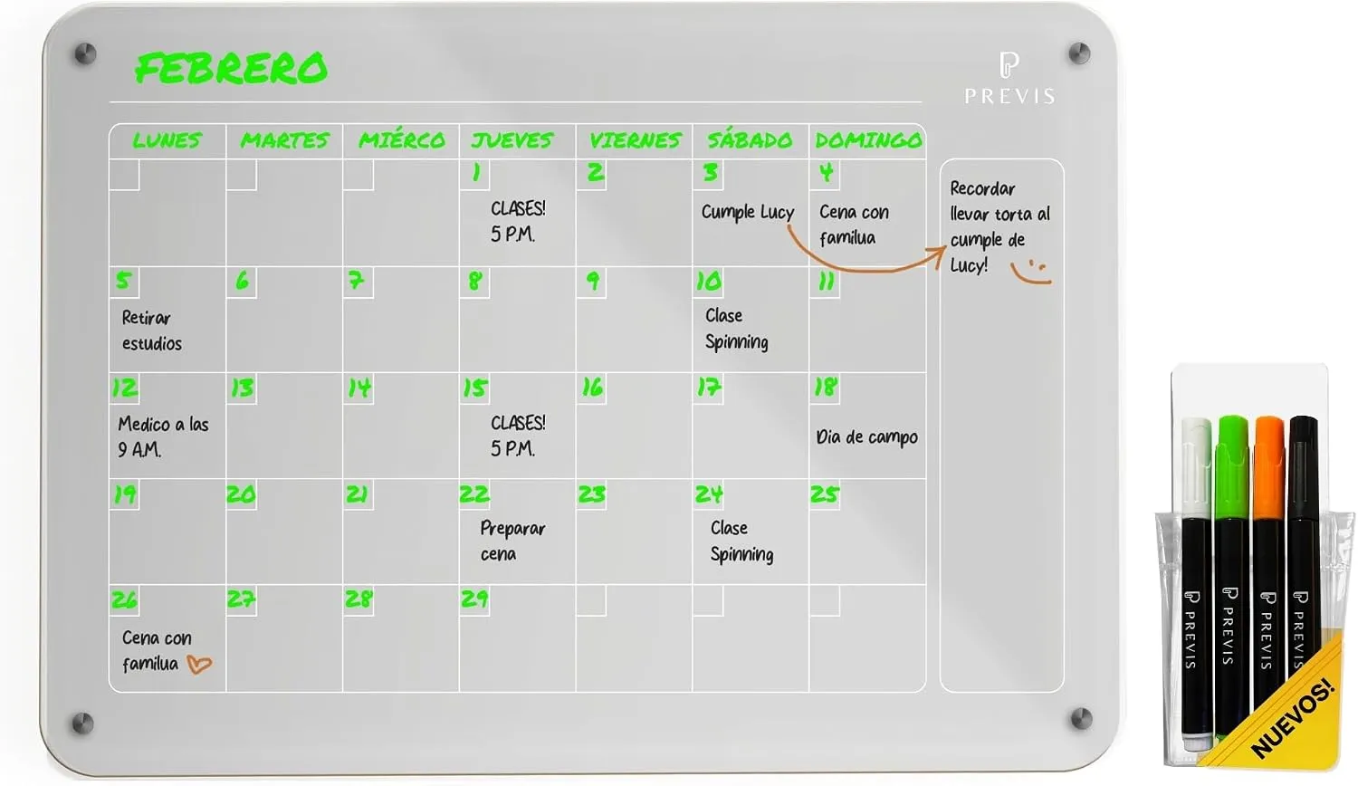 Calendario acrílico transparente magnético para nevera — A3 · 30×40 cm, imagen 2