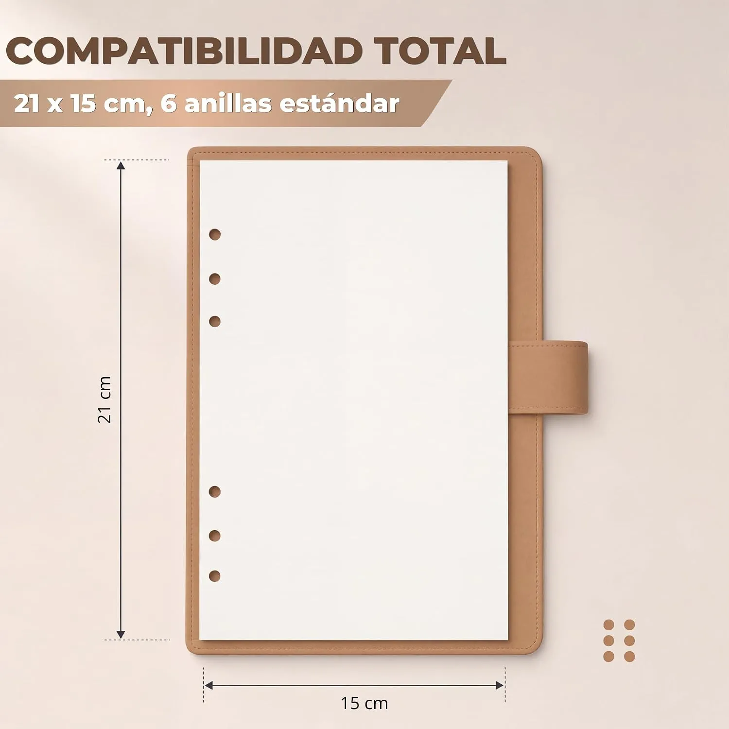 Recambios para agenda A5 de 6 anillas — Blancas, imagen 3
