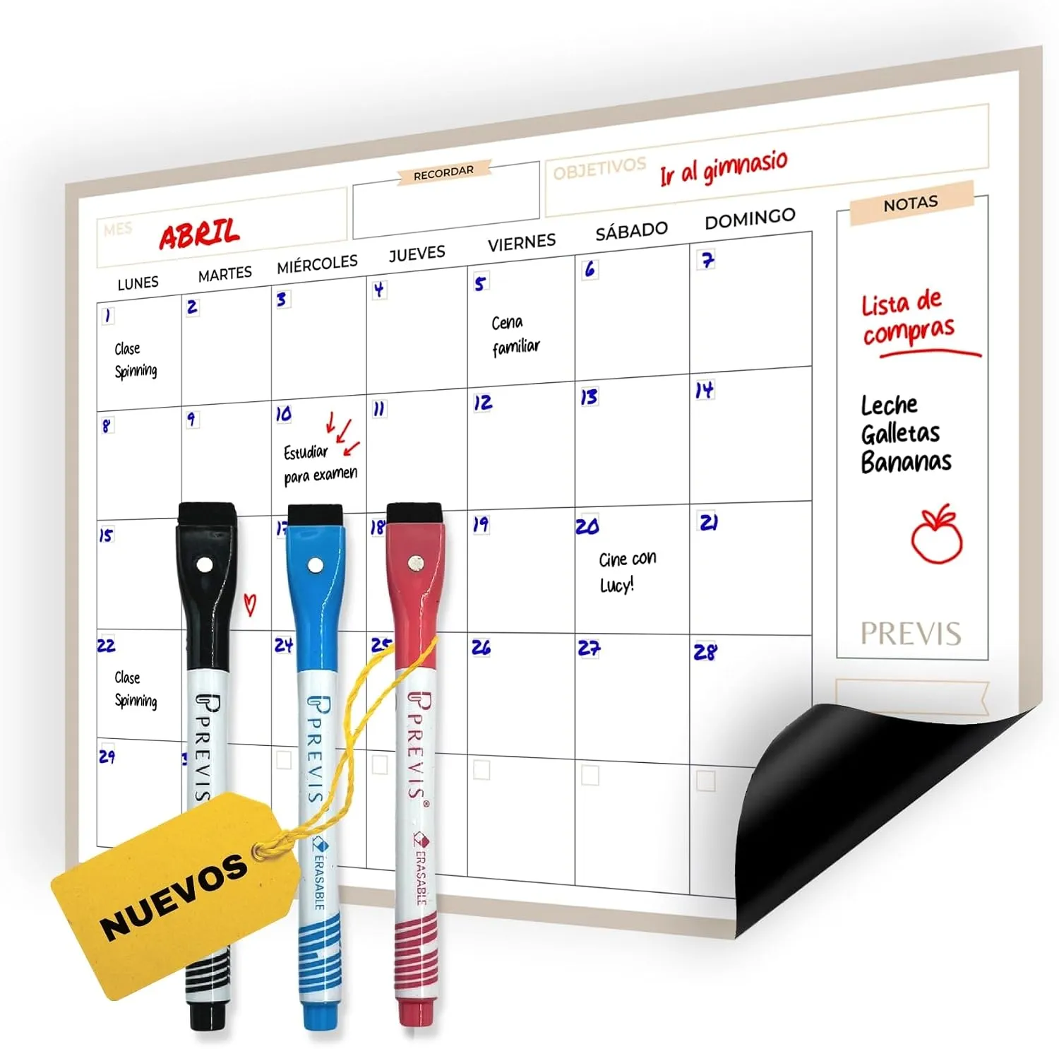 Calendario de nevera con imán mensual Soluna