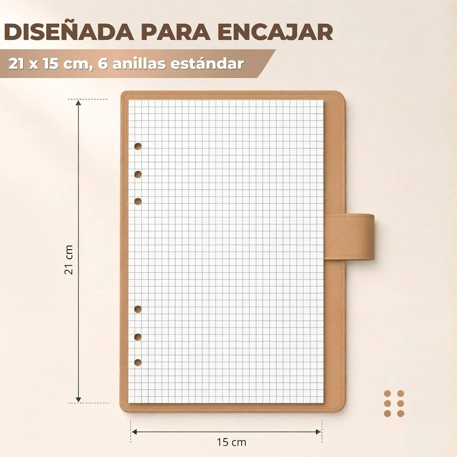 Recambios para agenda A5 de 6 anillas — Cuadrícula, imagen 3