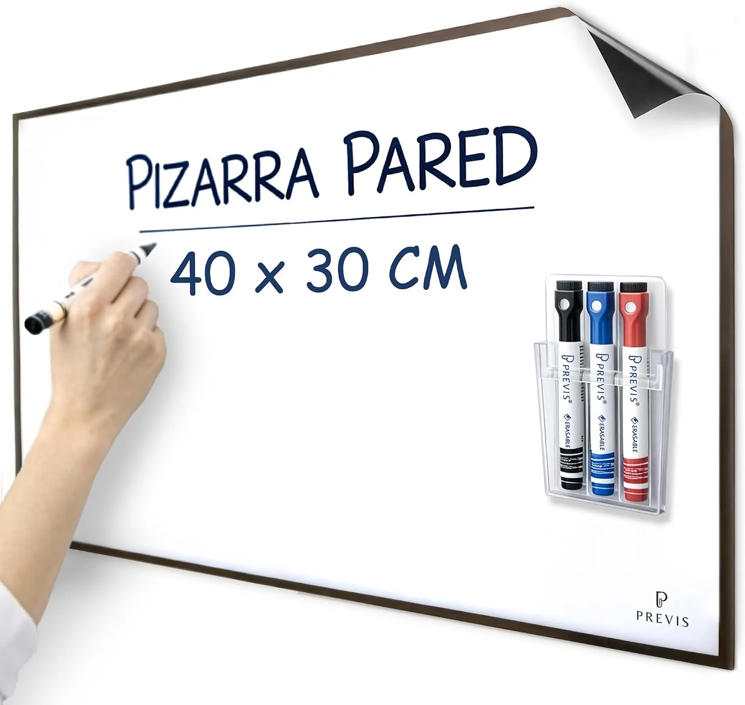 Pizarra blanca adhesiva magnética para pared — A3 · 40×30 cm