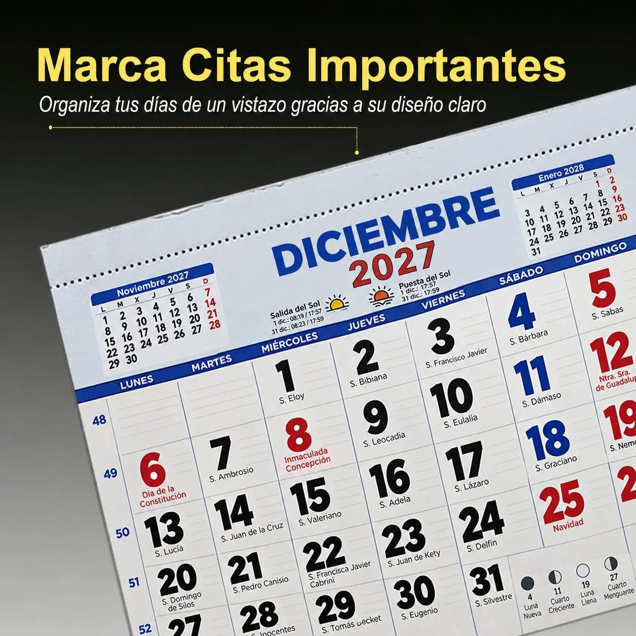 Calendario personalizado 2027 con foto, imán para nevera — 23,5×28 cm, imagen 6