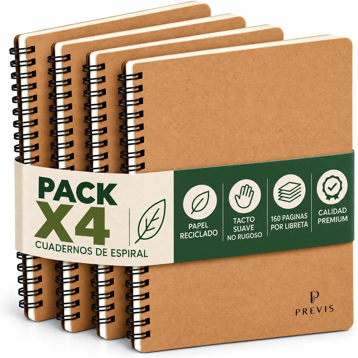 Libretas A5 de papel reciclado, pack de 4