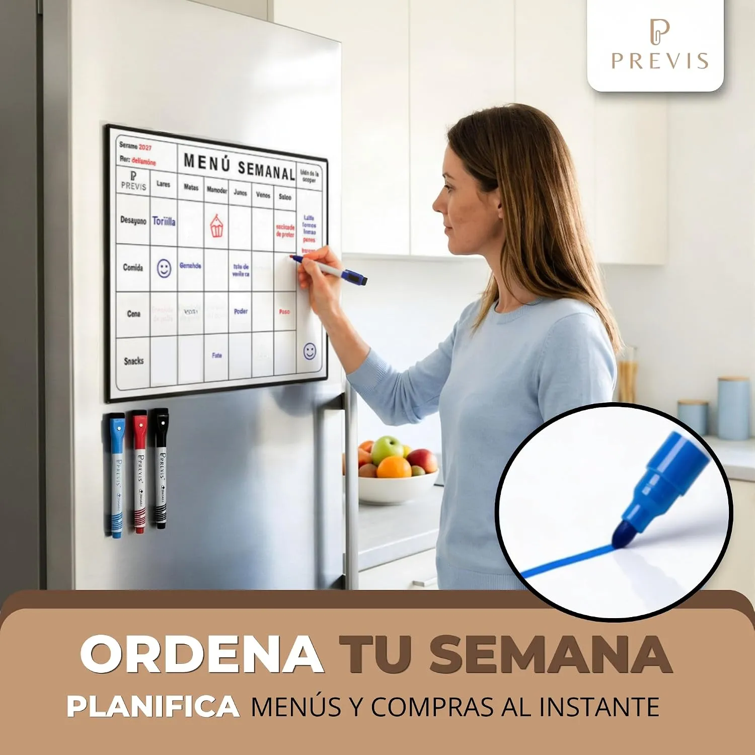 Menú semanal magnético para nevera — A4 · 21×30 cm, imagen 3