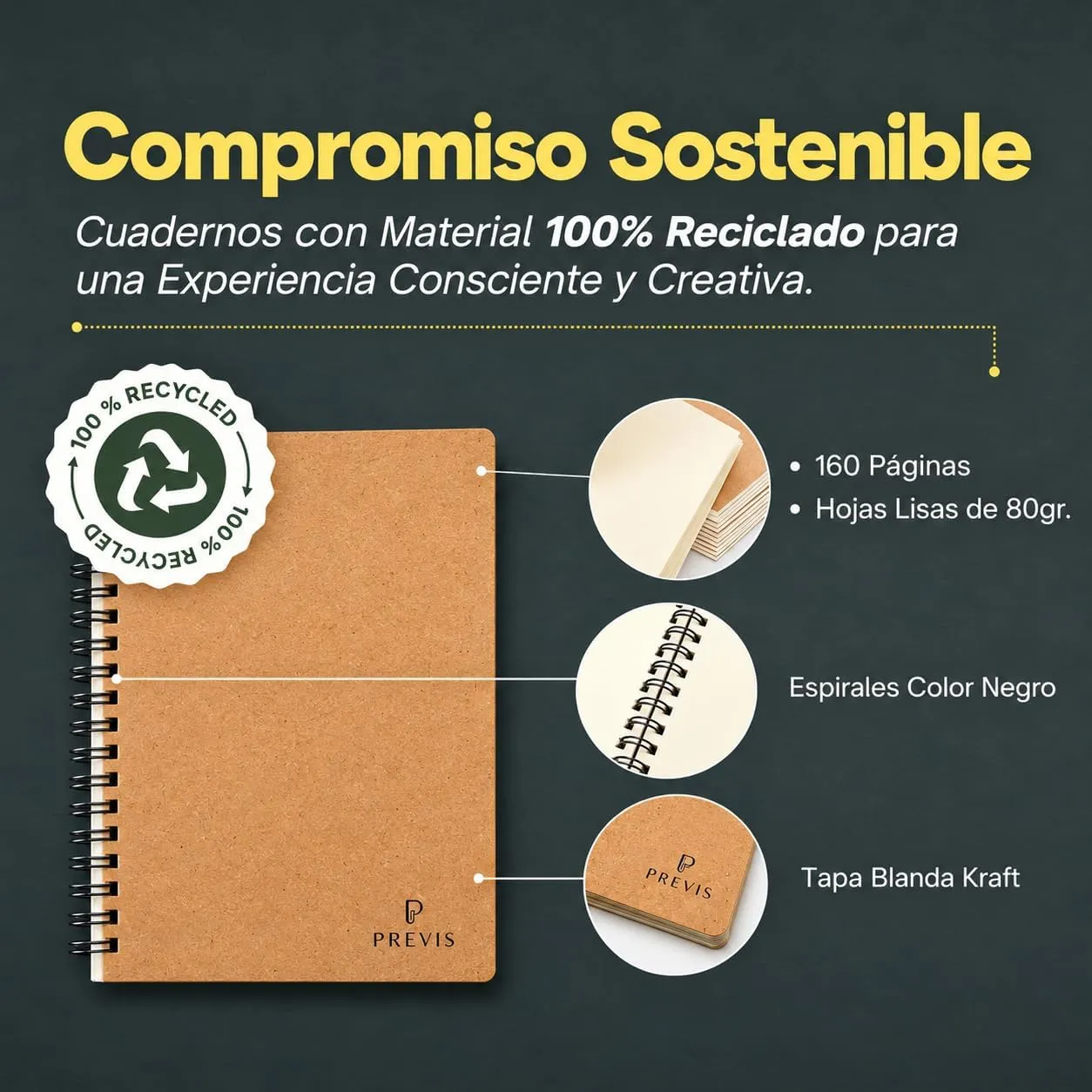Libretas A5 de papel reciclado, pack de 4 Pack 4 · Edición 2 — miniatura 3