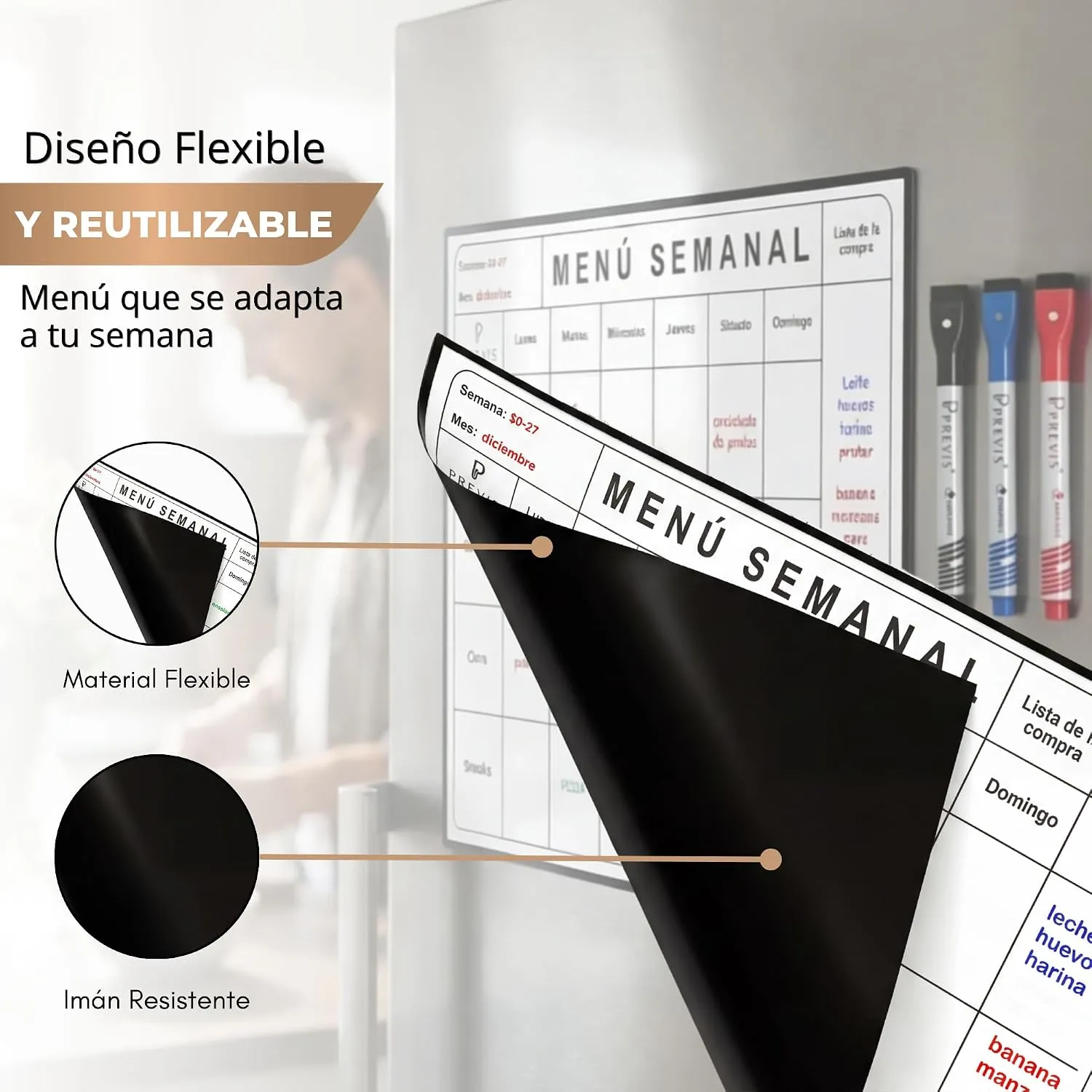 Menú semanal magnético para nevera — A4 · 21×30 cm, imagen 5