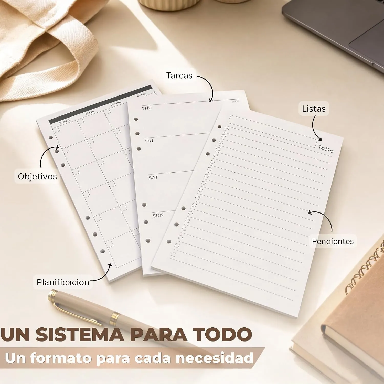 Recambios para agenda A5 de 6 anillas — Mix mensual, semanal y to-do, imagen 6