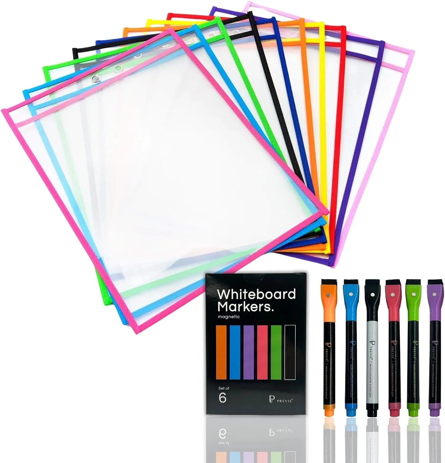 Fundas borrables A4 con rotuladores — 10 fundas