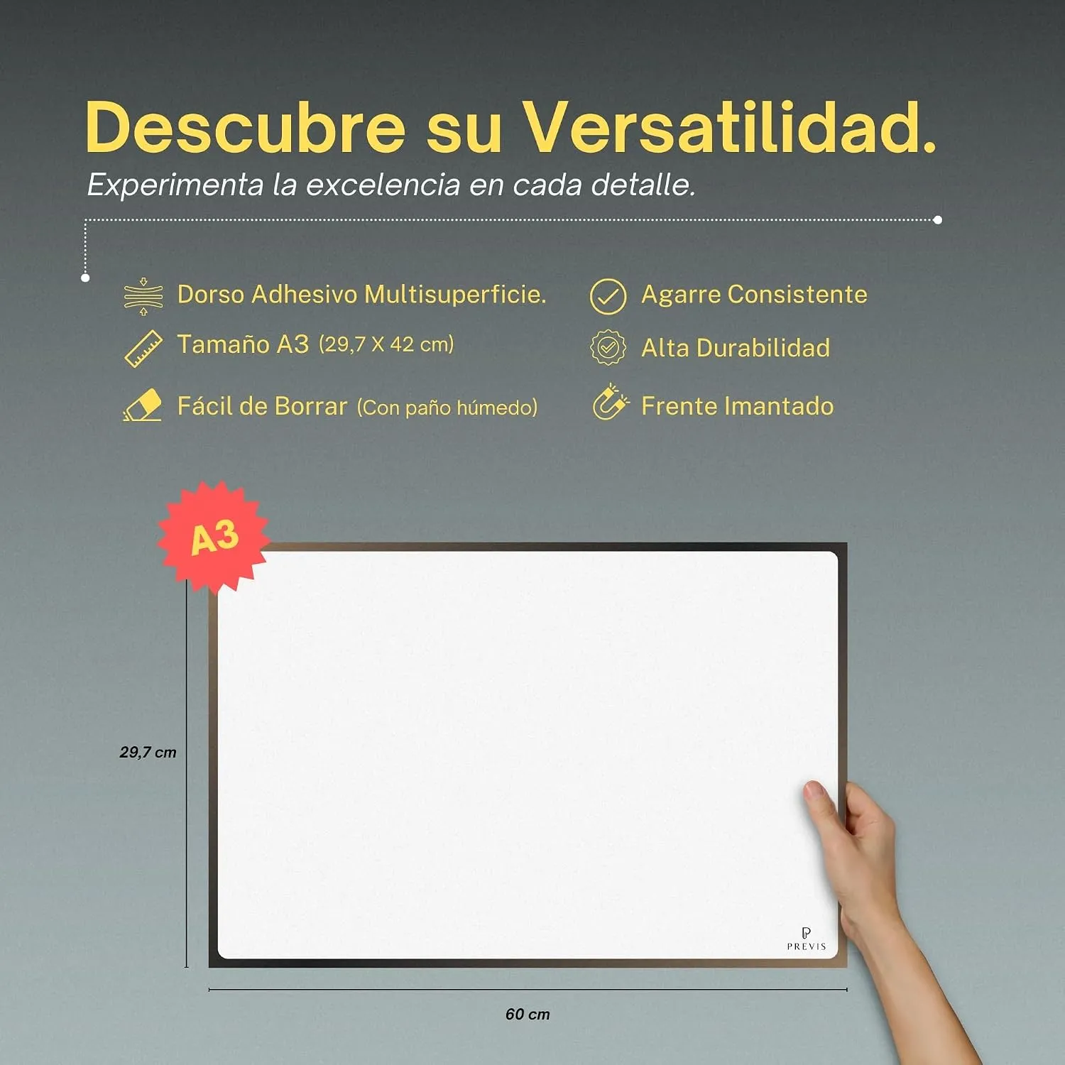 Pizarra blanca adhesiva magnética para pared A3 · 40×30 cm — miniatura 4