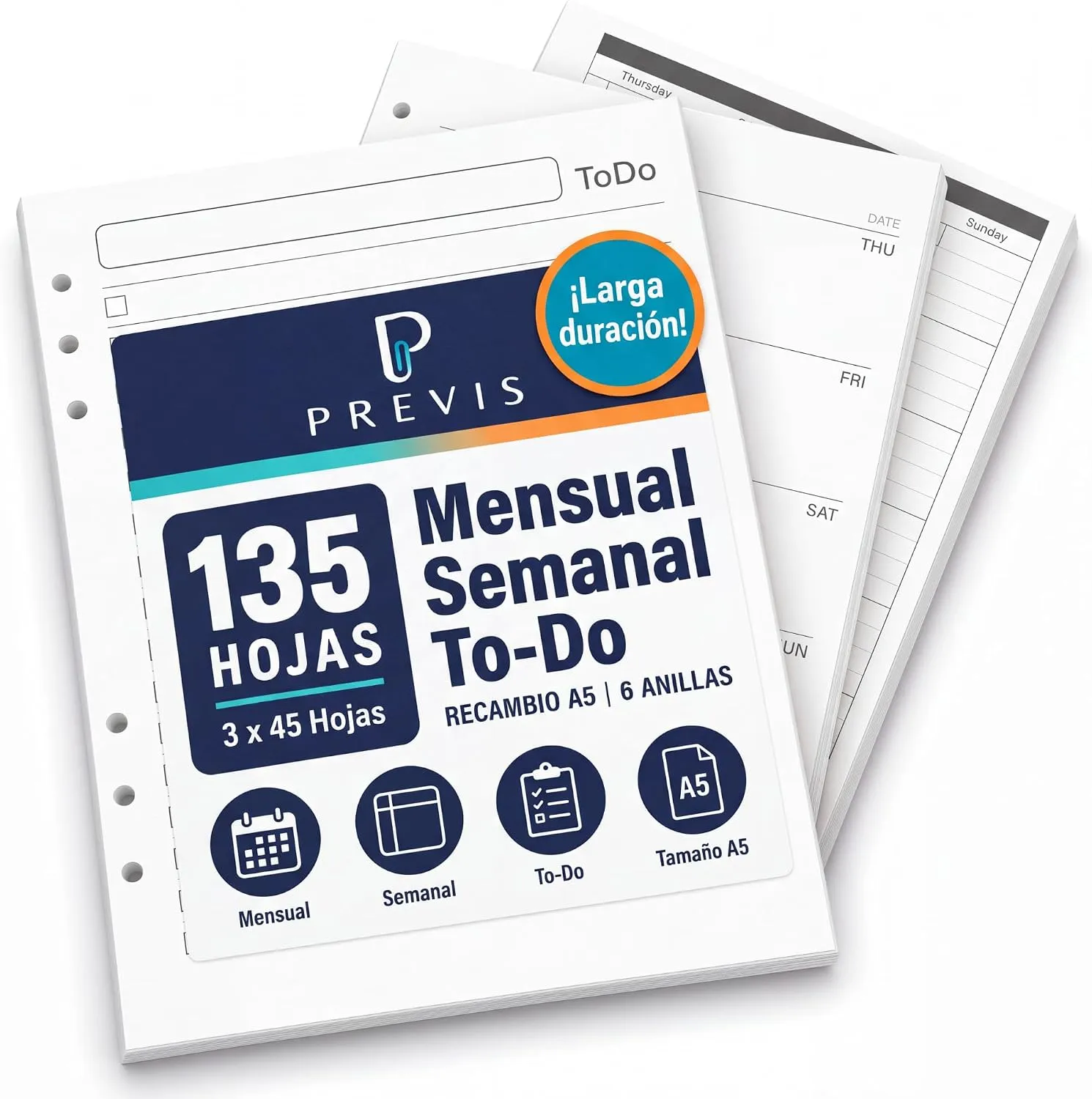 Recambios para agenda A5 de 6 anillas