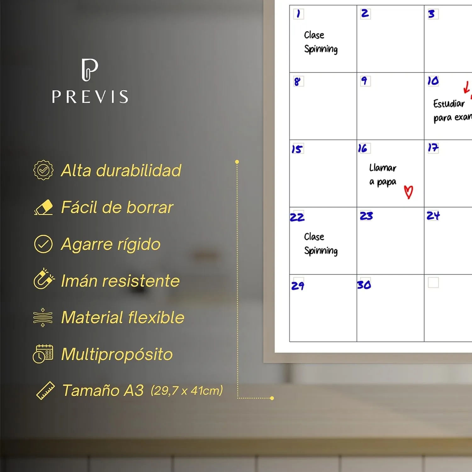 Calendario de nevera con imán mensual Soluna — A4 · 21×30 cm, imagen 3