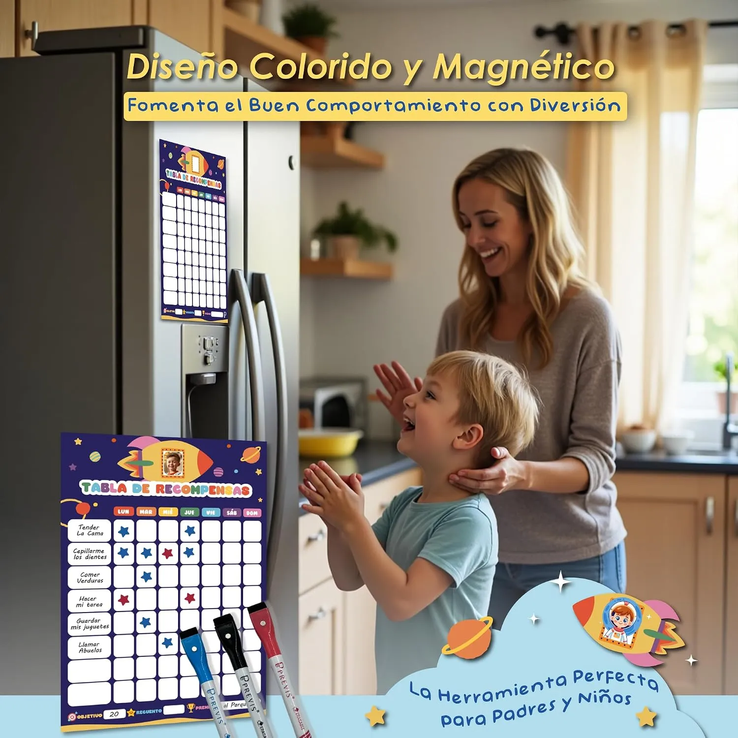 Tabla de recompensas magnética para niños — Espacial, imagen 3