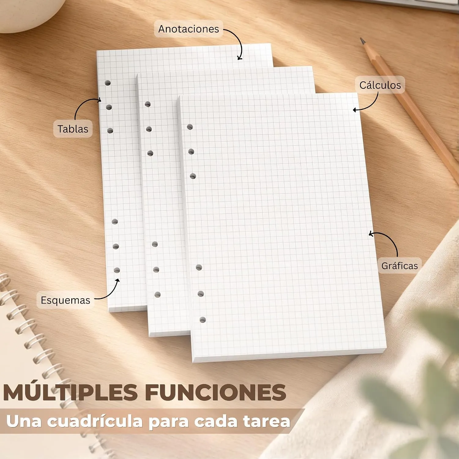 Recambios para agenda A5 de 6 anillas — Cuadrícula, imagen 6