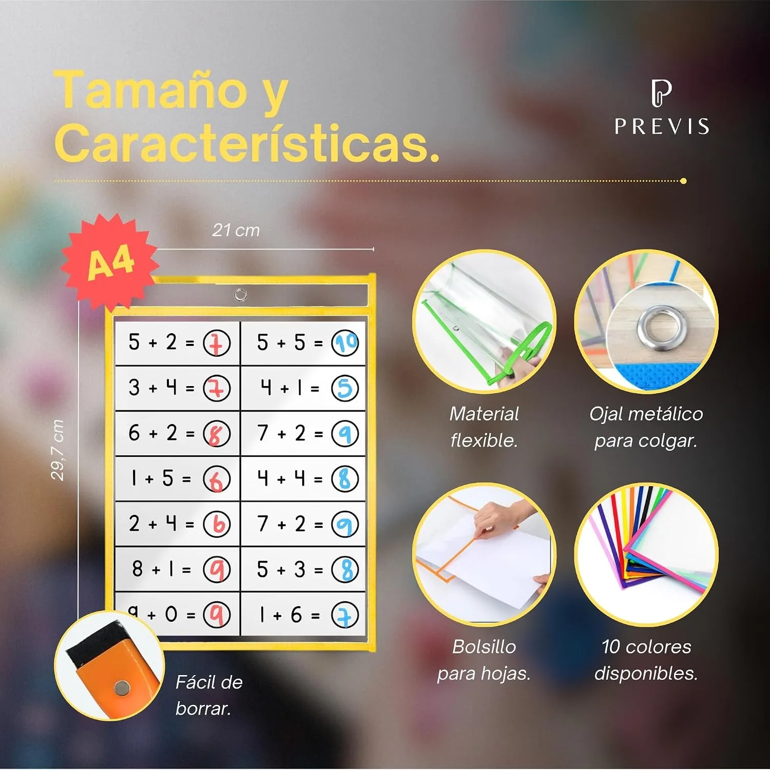 Fundas borrables A4 con rotuladores — 10 fundas, imagen 3